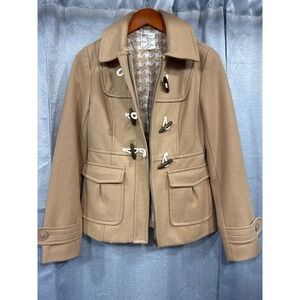 Tulle Womens Camel Wool Blend Toggle Zip Jacket Star Lining Tan J8044 Size S
